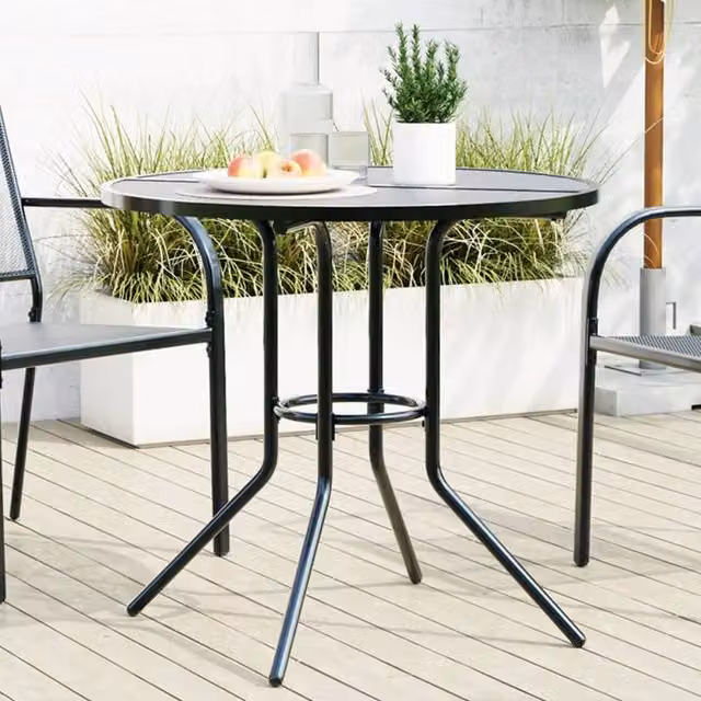 Berkfield Home Round Patio Table in Anthracite, Powder-coated Steel, W: 80 cm, H: 72.5 cm – 1