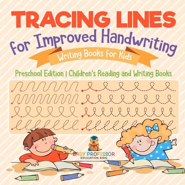 Baby Professor Tracing Lines Handwriting Writing Books for Children in Orange and Multicolour