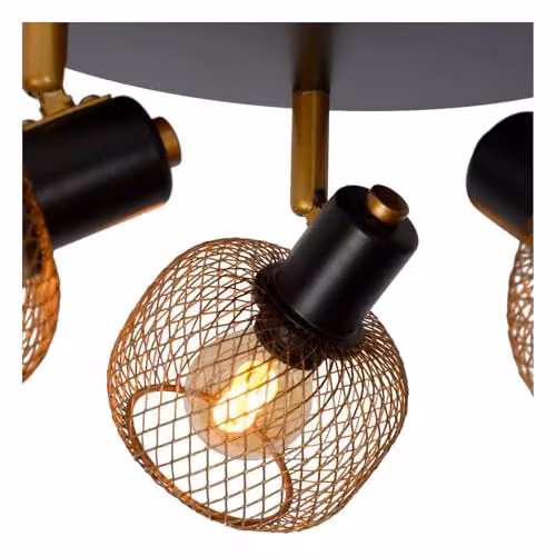 Lucide Maren Dimmable Retro Ceiling Spotlight in Gold/Brass, Diameter: 37 cm – 4