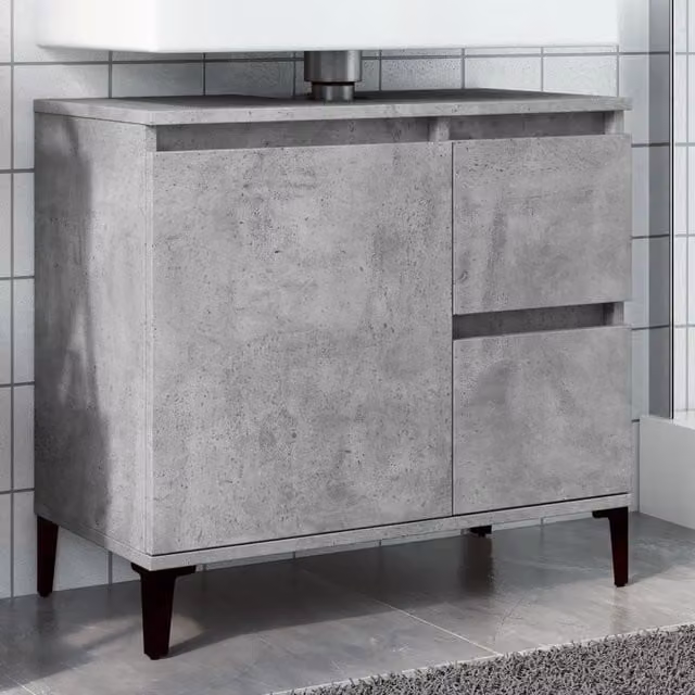Berkfield Home Sink Cabinet in Concrete Grey, W/D/H: 65 x 33 x 60 cm – 1