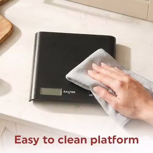 Salter Arc Digital Kitchen Scale in Black with Add and Weigh Function and Digital Display, 3 kg Capacity – 3