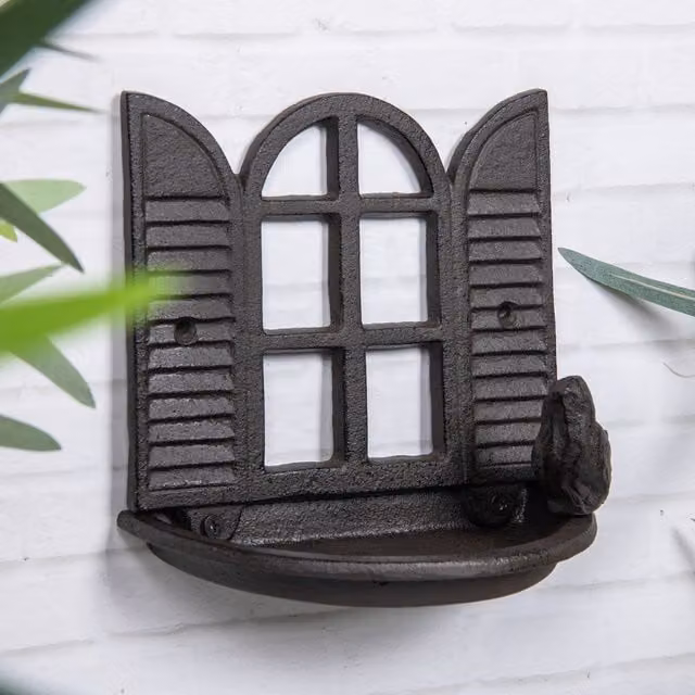 Annibells Cast Iron Metal Window Wall Mounted Decorative Bird Feeder - Brown