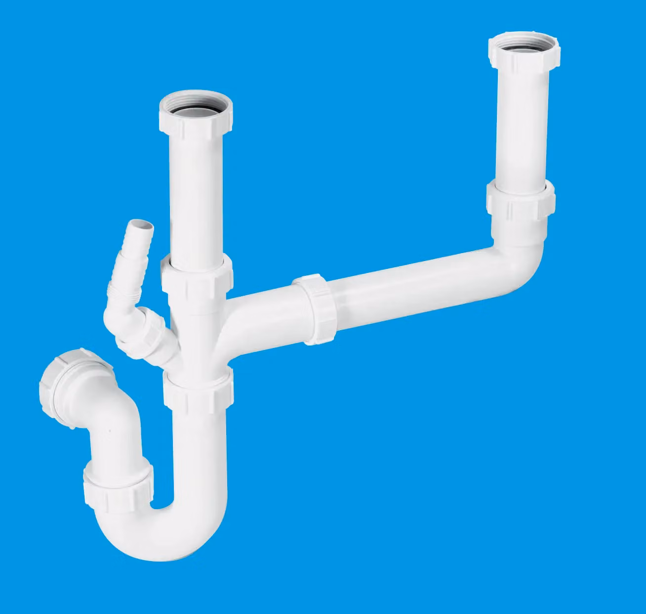 McAlpine SK2 Standard Double Bowl Kit in White Plastic with Tubular Trap – 2