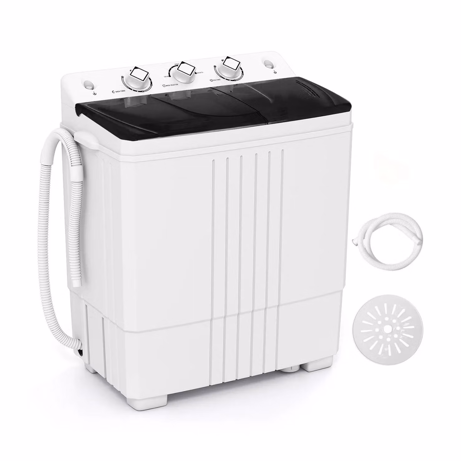 Costway Portable Twin Tub Top Loader Washing Machine, 8kg Capacity, Black – 5