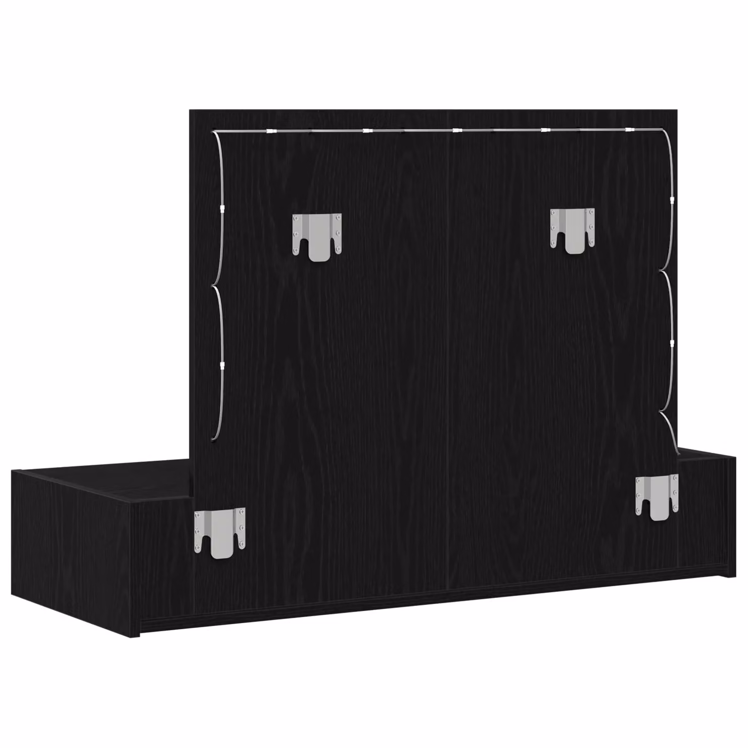 Berkfield Home Wall-Mounted Dressing Table with LED Lights in Black Oak, W/D/H: 100 x 70 x 40 cm – 4