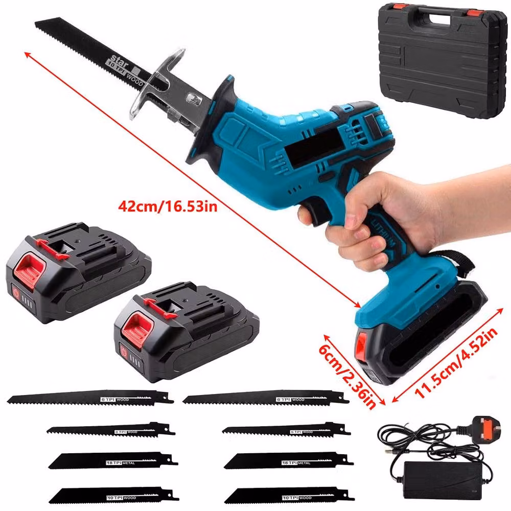 Ventryn 21V Cordless Reciprocating Saw with Two Rechargeable Batteries in Blue – 2