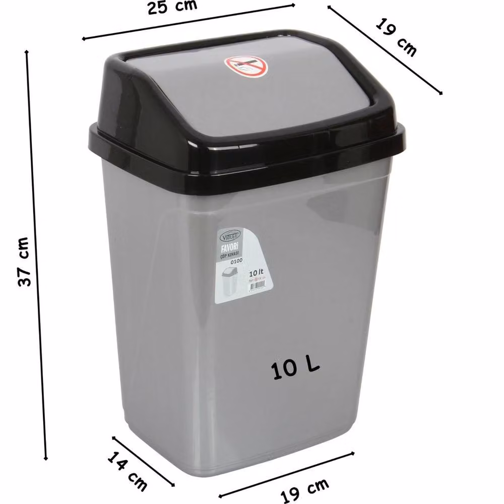 NESTLUNE 10 Litre Grey Plastic Swing Lid Dustbin – 2