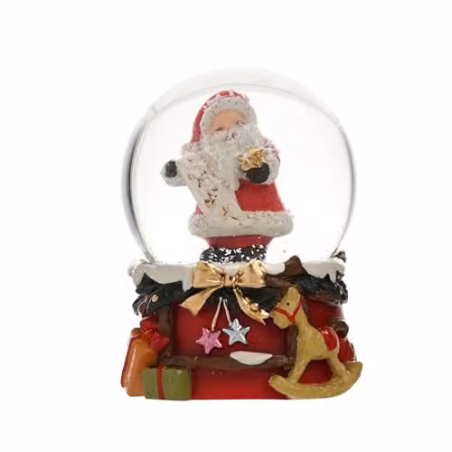 Widdop and Co Santa with List Snow Globe, Multicolour Christmas Ornament with Gold and White Details