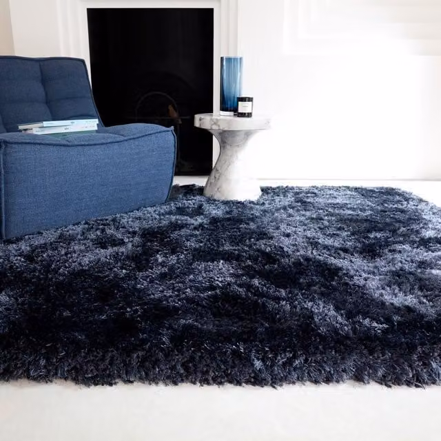 The Rug Shop UK Blue Modern Plain Rectangular Area Rug, W: 200 cm, D: 300 cm