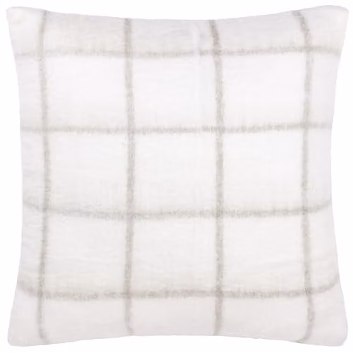 Riva Home Checked Square Cushion in Beige and White, W/D/H: 45 x 45 x 45 cm