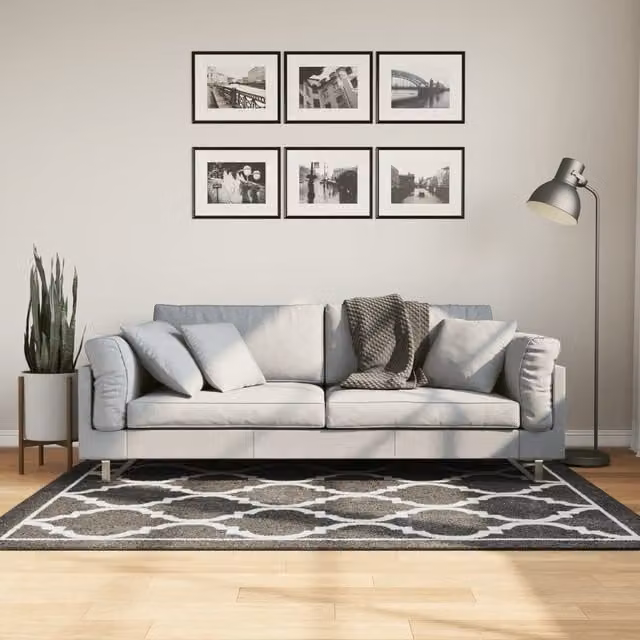 Berkfield Home Moroccan Round Washable Anti Slip Rug in Black and White, Diameter: 100 cm