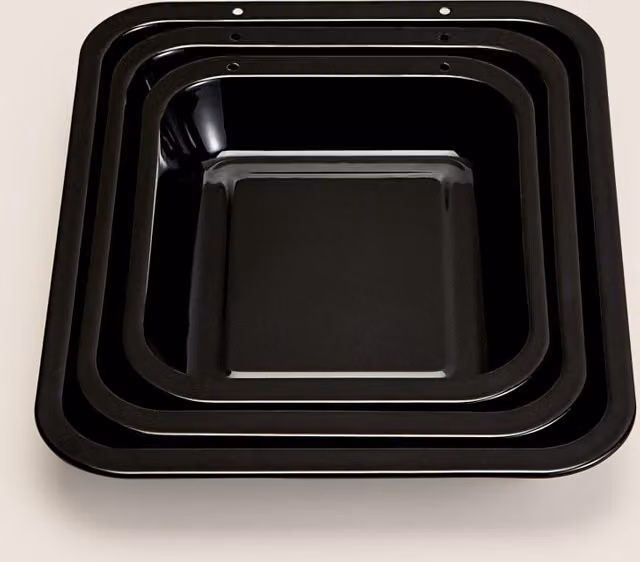 M&S 3 Piece Silver Vitreous Enamel Rectangular Roaster Set