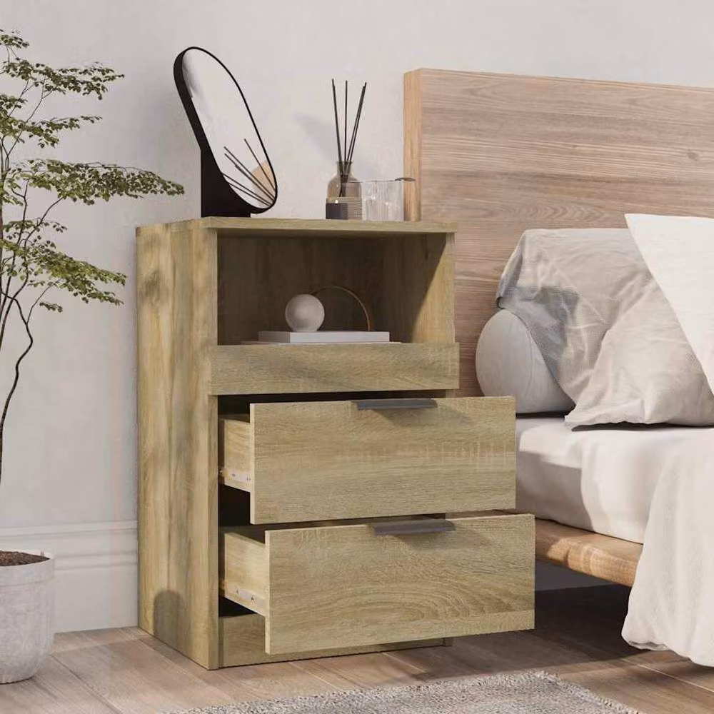 Berkfield Home Sonoma Oak Bedside Cabinet in Brown – 3