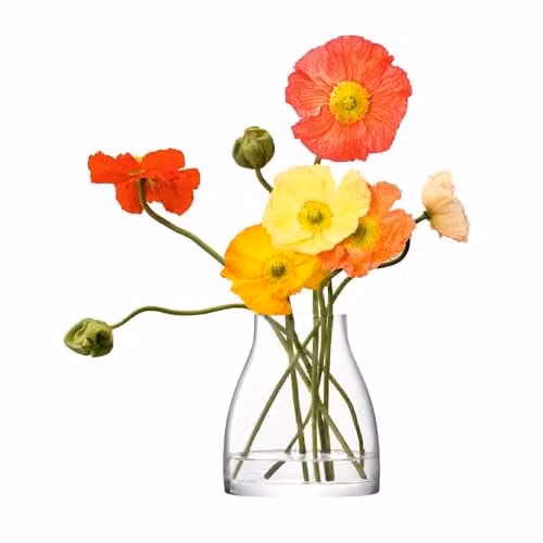 LSA International Flower Kiln Vase, Handmade Clear Glass, Height: 21.5 cm
