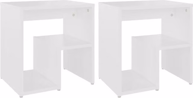 Berkfield Home Bed Cabinets, 2 Piece Set in White, W/D/H: 40 x 30 x 40 cm