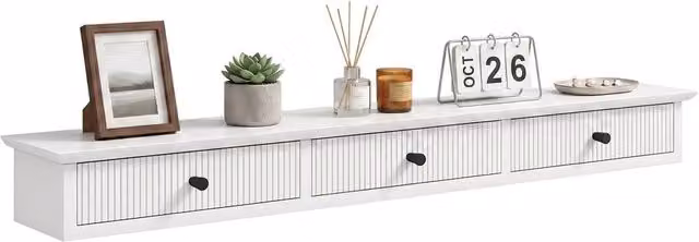 KORVIXA White Wall-Mounted Storage Shelf, W: 93 cm, D: 15 cm, H: 10 cm – 1