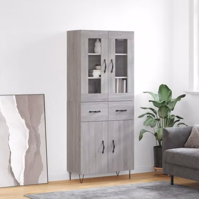 Berkfield Home Grey Sonoma Modern Highboard, W/D/H: 69.5 x 34 x 180 cm – 1