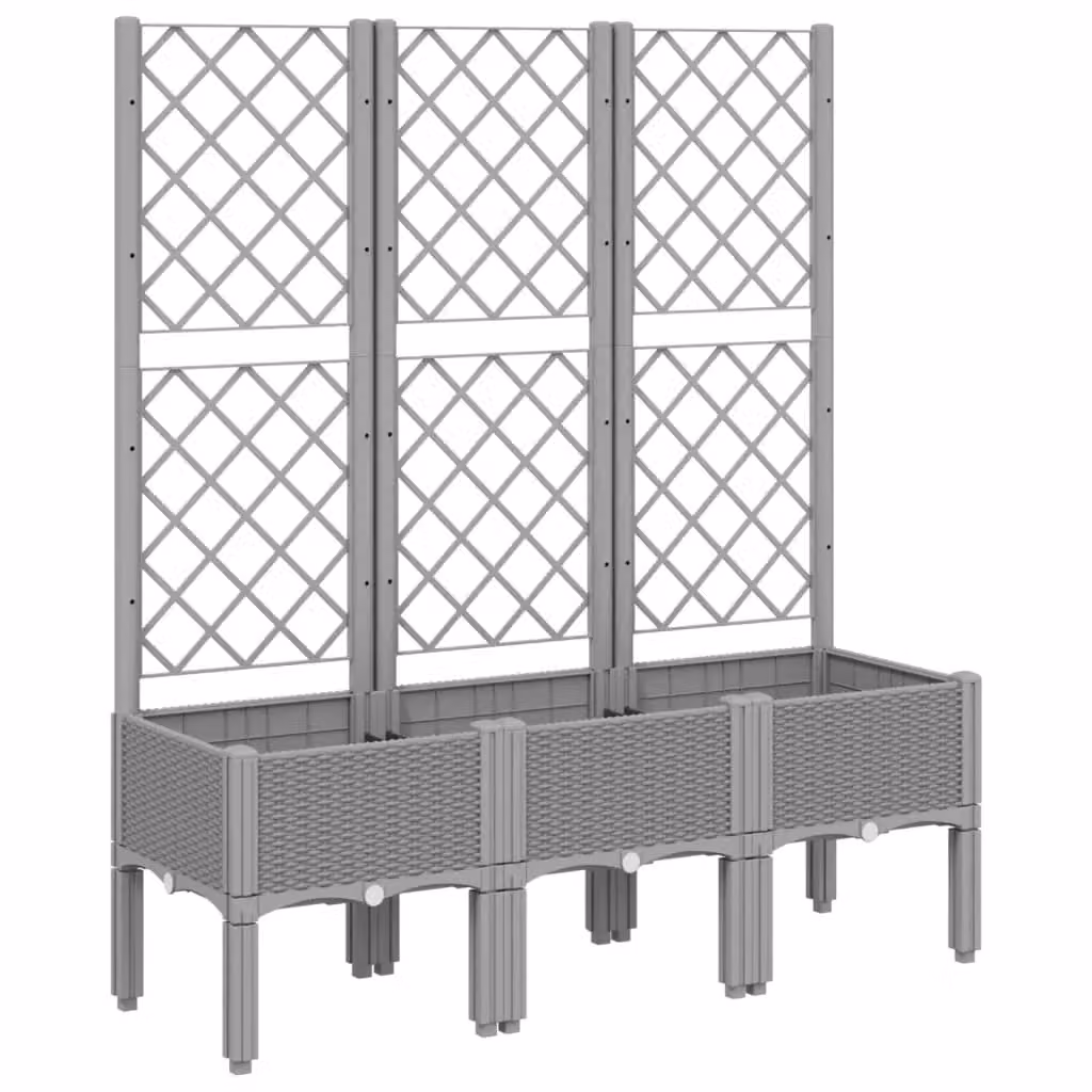 Berkfield Home Garden Planter with Trellis in Light Grey, W/D/H: 120 x 40 x 142 cm – 2