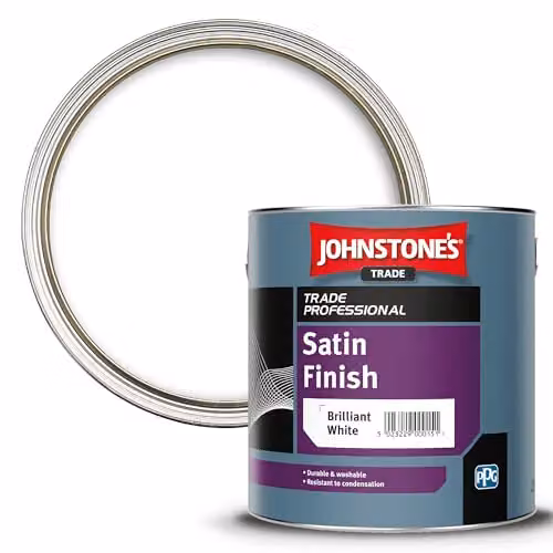 Johnstone's Trade Professional Satin Brilliant White Paint, 2.5 l