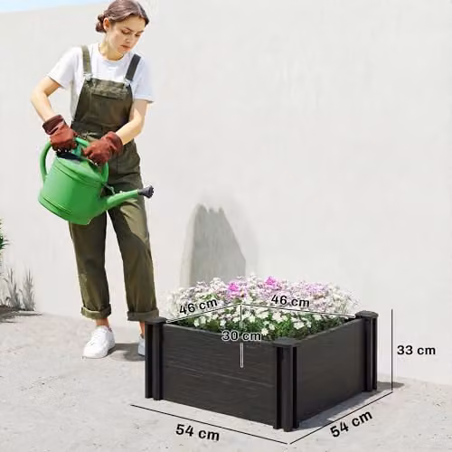 Outsunny Grey Plastic WPC Raised Garden Bed Kit – 6