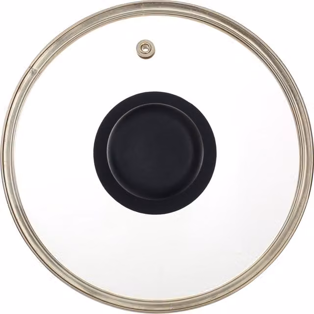 Orsina Gold 16cm Tempered Glass Saucepan Lid with Steam Vent in Clear and Gold