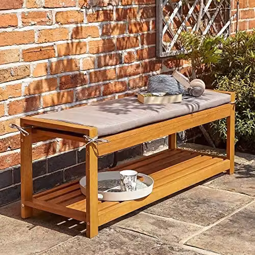 Rowlinson Occasional Bench in Brown, W: 122 cm, D: 40.5 cm, H: 46 cm
