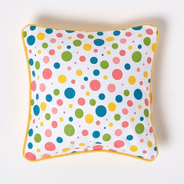 Homescapes Cotton Dotted Cushion Cover, Multicolour, W/D/H: 30 x 30 x 30 cm
