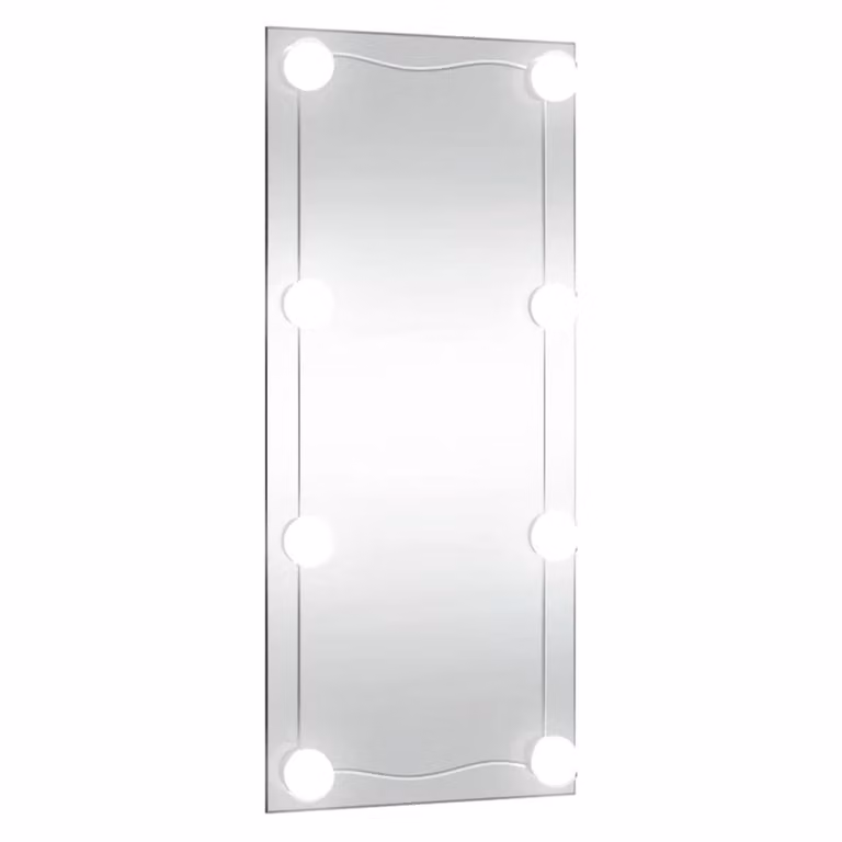 Berkfield Home Modern Rectangular Glass Wall Mirror with LED Lights, Silver, W: 50 cm, H: 100 cm