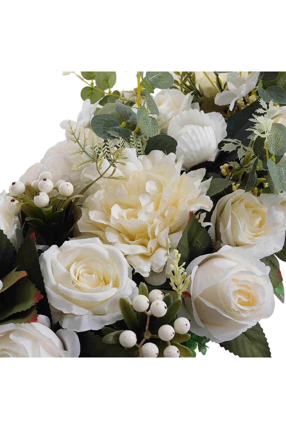 Garden Sanctuary White Artificial Silk Peony and Rose Wedding Aisle Floral Row Decor – 3