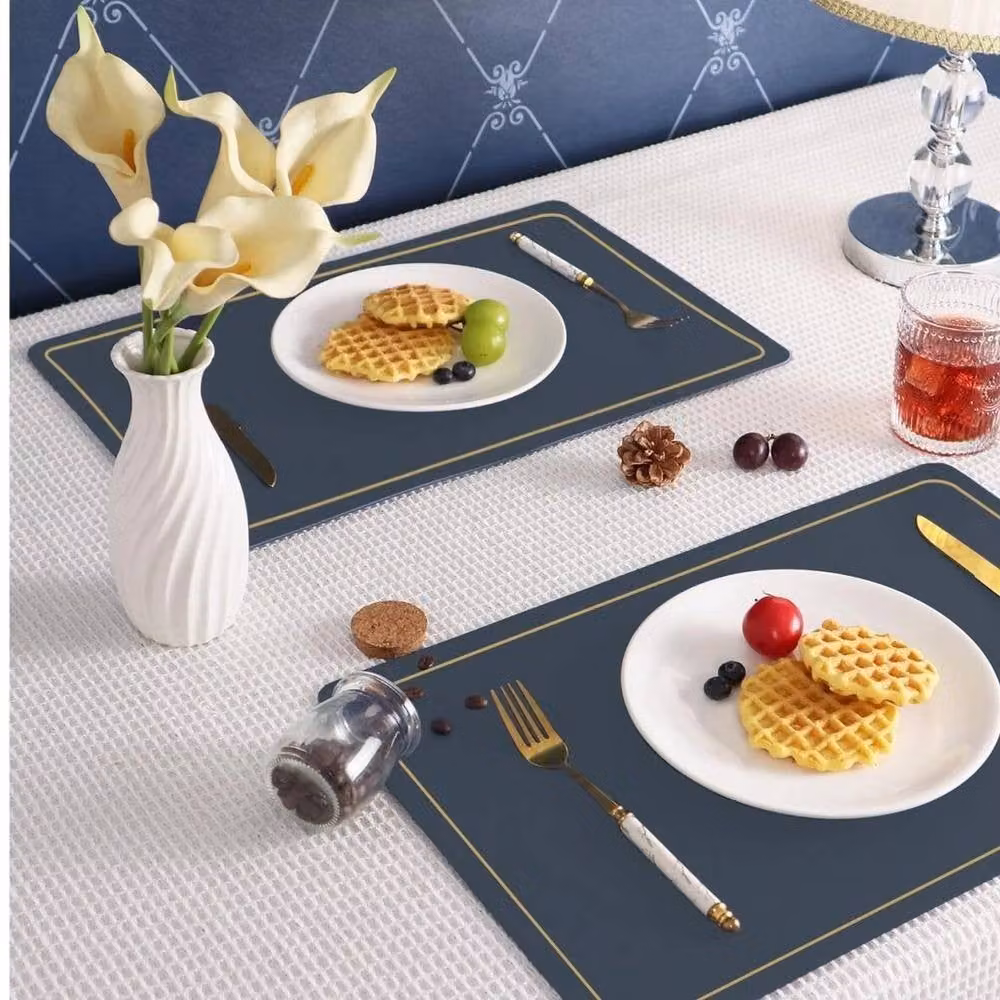 PAWNORA Rectangular Faux Leather Placemats in Blue – 5