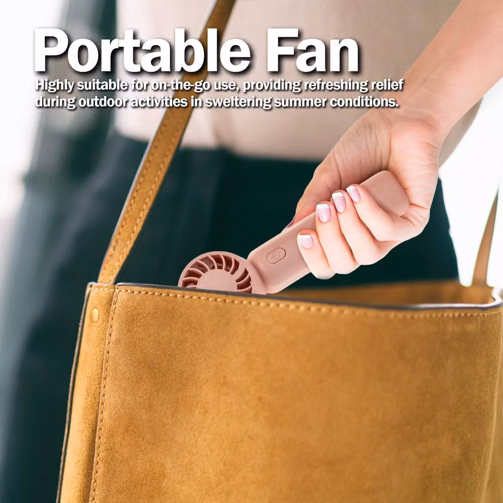 Tanness Portable Handheld Mini Fan with Foldable Design and USB Rechargeable Functionality in Pink – 3