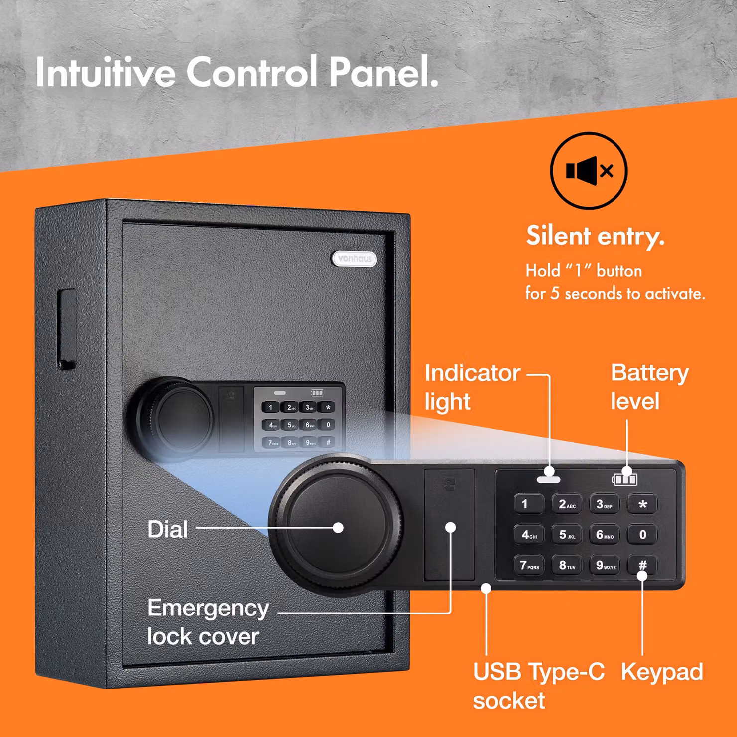 VonHaus Combination Wall Mounted Key Safe, Black, H: 39.0 cm x W: 29.5 cm x D: 12.5 cm – 2