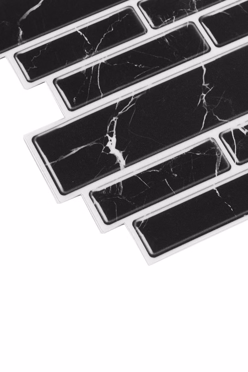 Living and Home 20Pcs Black Marble Effect Mosaic Peel and Stick PVC Wall Sticker Splashback Tiles – 4