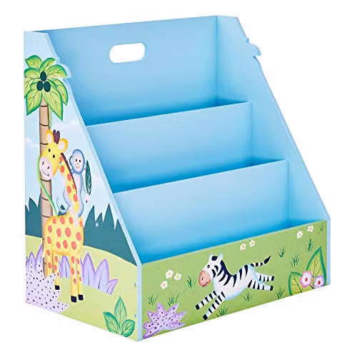 Fantasy Fields by Teamson Sunny Safari Kids Bookshelf and Toy Organiser, Blue, W/D/H: 76.6 x 29.5 x 47.6 cm