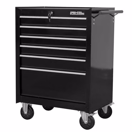 Hilka HD PRO+ 6 Drawer Steel Trolley, Black, Width: 66 cm – 2