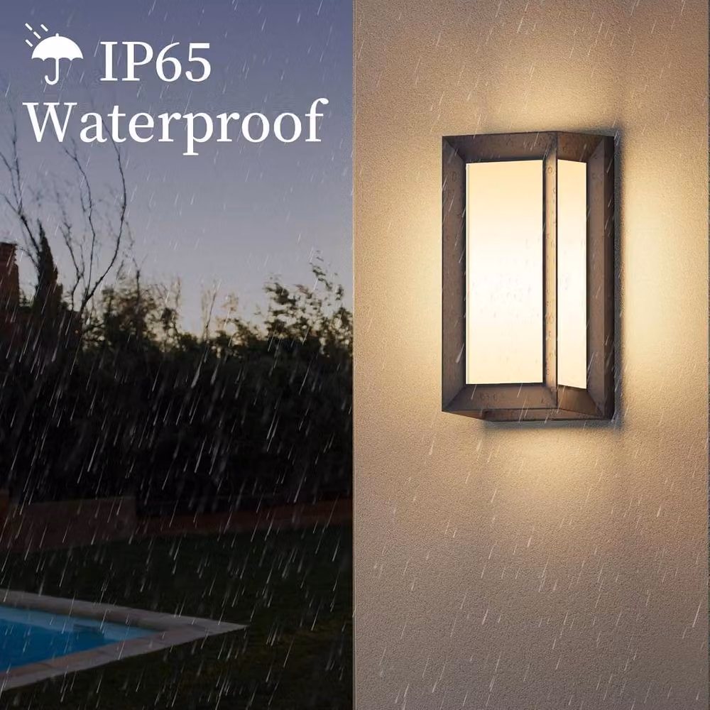 Goeco 18W LED Outdoor Wall Light Pack of 2, Black IP65 Modern Exterior Sconce with 3000K Warm White Light – 2