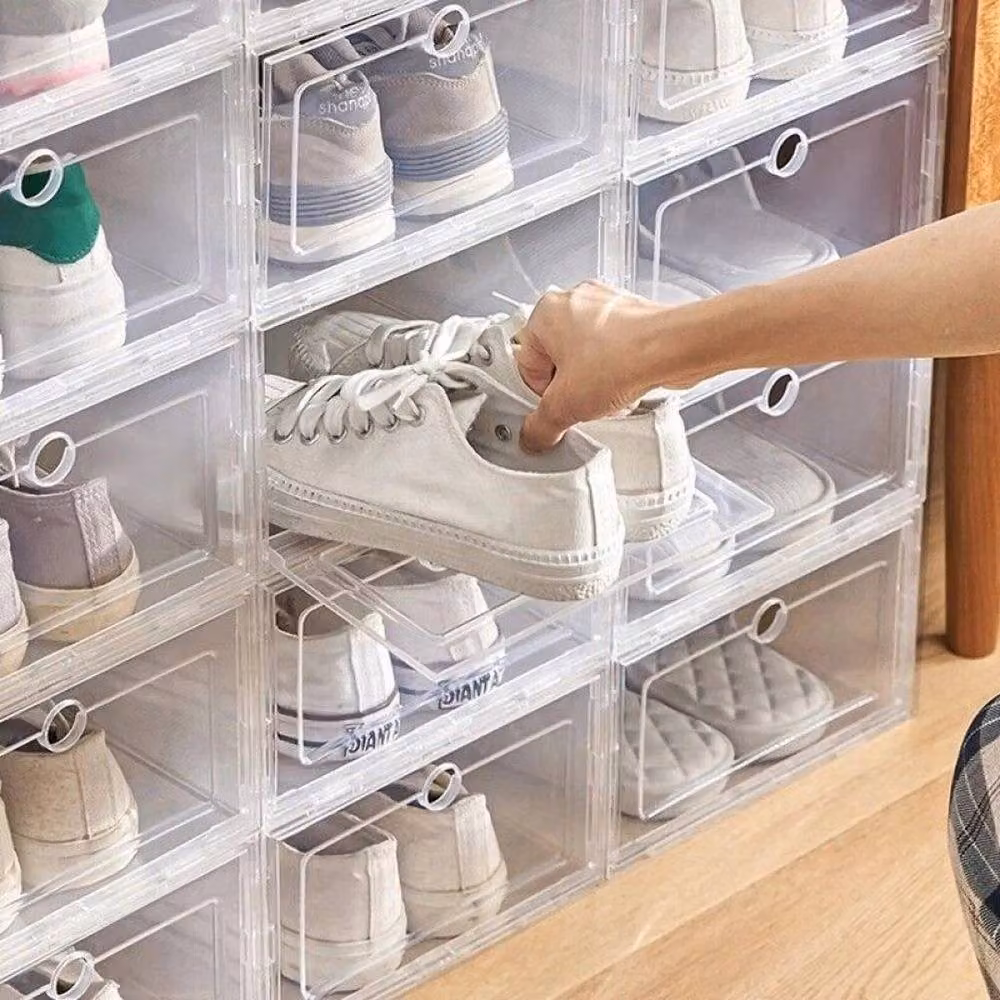 PAWNORA 12 Pack Transparent Hard Plastic Shoe Storage Boxes in Clear – 2