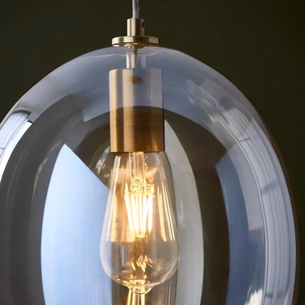 Netlighting Kelda Oval Dome Pendant Light in Gold and Brass with Champagne Lustre Glass, E27 – 4