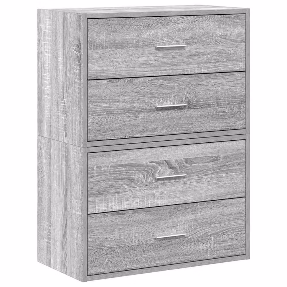 Berkfield Home Set of 2 Durable Grey Sonoma Cabinets with 2 Drawers, W/D/H: 60 x 31 x 40 cm – 2