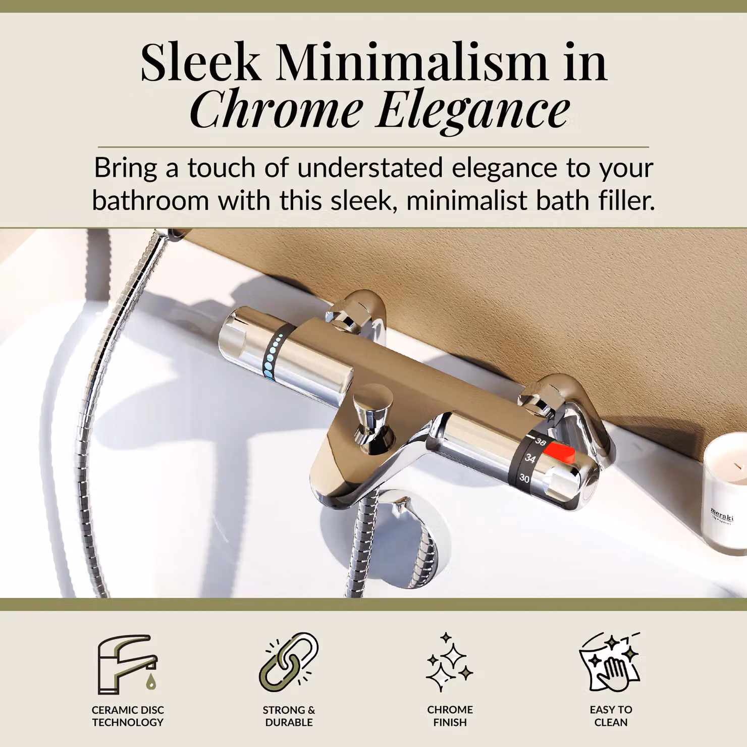 Balterley Chrome Thermostatic Deck Mounted Bath Shower Mixer Tap in Silver – 2