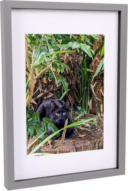Nicola Spring Single Rectangular 3D Box Photo Frame with A4 Mount in Grey and White