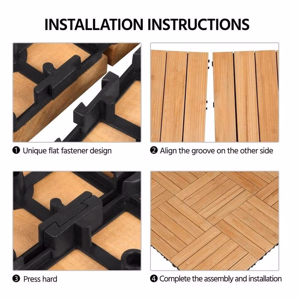 KORVIXA Brown Natural Fir Wood Flooring Tiles, Pack of 27, W: 520 mm, L: 10000 mm – 3