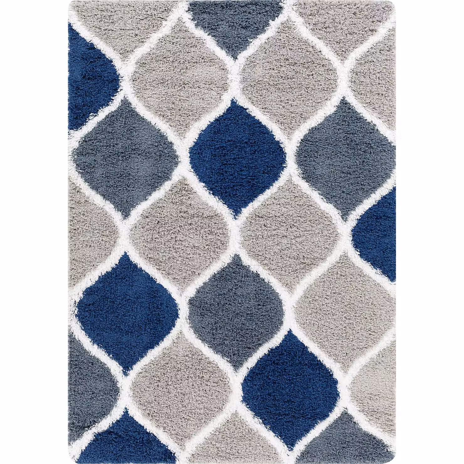 Livabliss Urban Shag Modern Rectangular Plush Pile Rug in Beige, White, Blue and Grey, W: 160 cm, D: 220 cm – 2