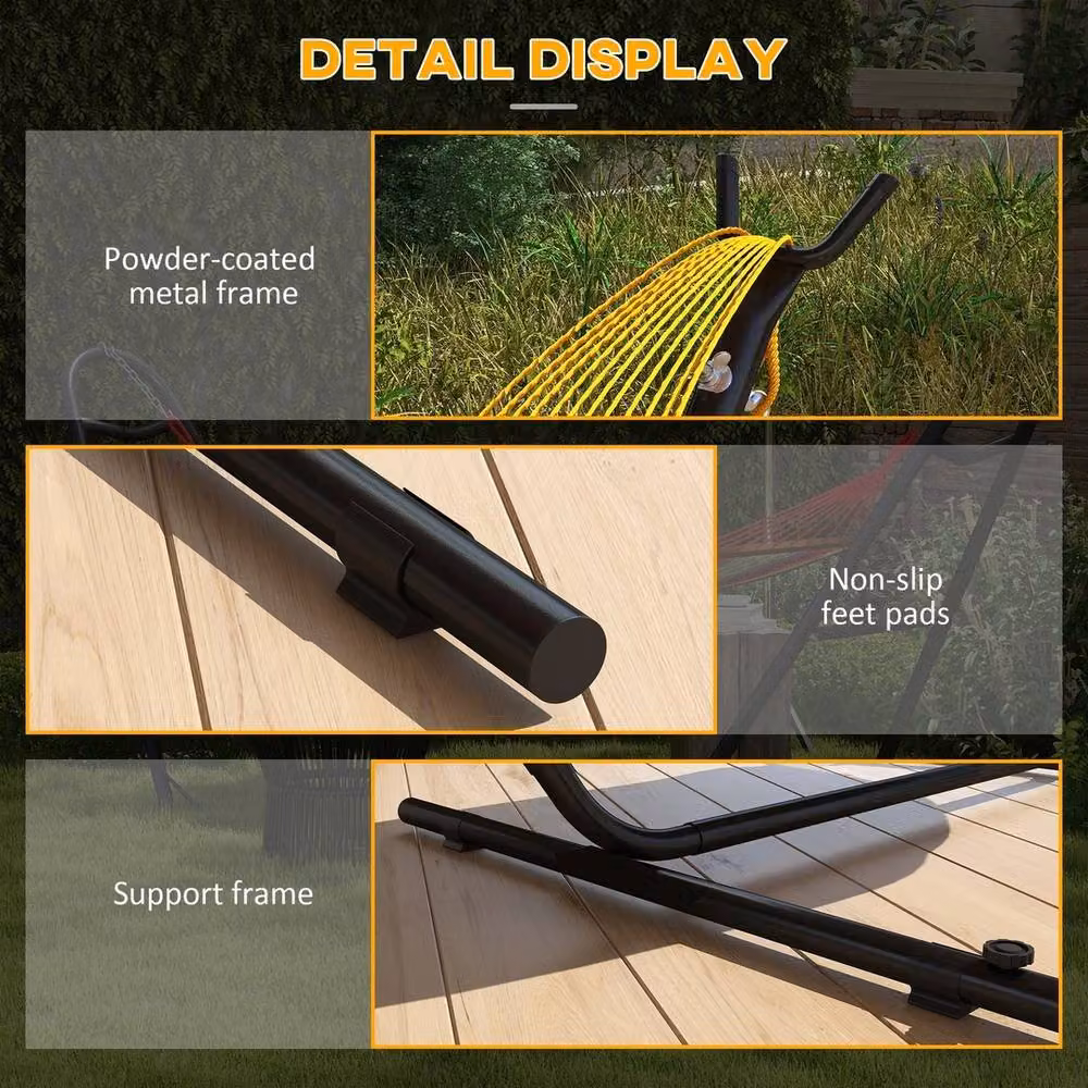EONLION Black Metal Hammock Stand with Side Tray – 4