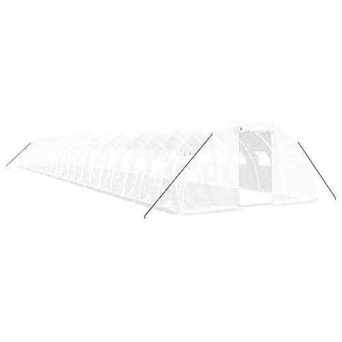 vidaXL Greenhouse with Steel Frame in White, 88 m2, W: 22 m, D: 4 m, H: 2 m – 1
