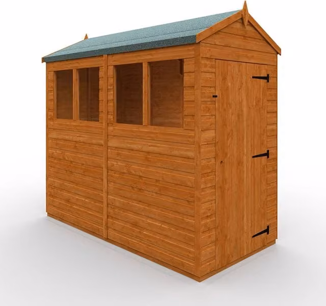 Buttercup Farm 8x4 Flex Apex Single Door Wooden Animal Shelter in Burnt Orange and Grey, W: 115 cm, H: 209 cm, L: 238.8 cm – 1