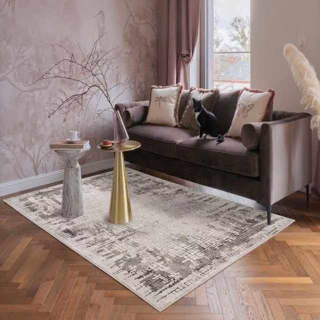 Desire Rugs Mayfair Modern Croc Design Living Room Area Rug in Grey, W: 200 cm, D: 290 cm – 1