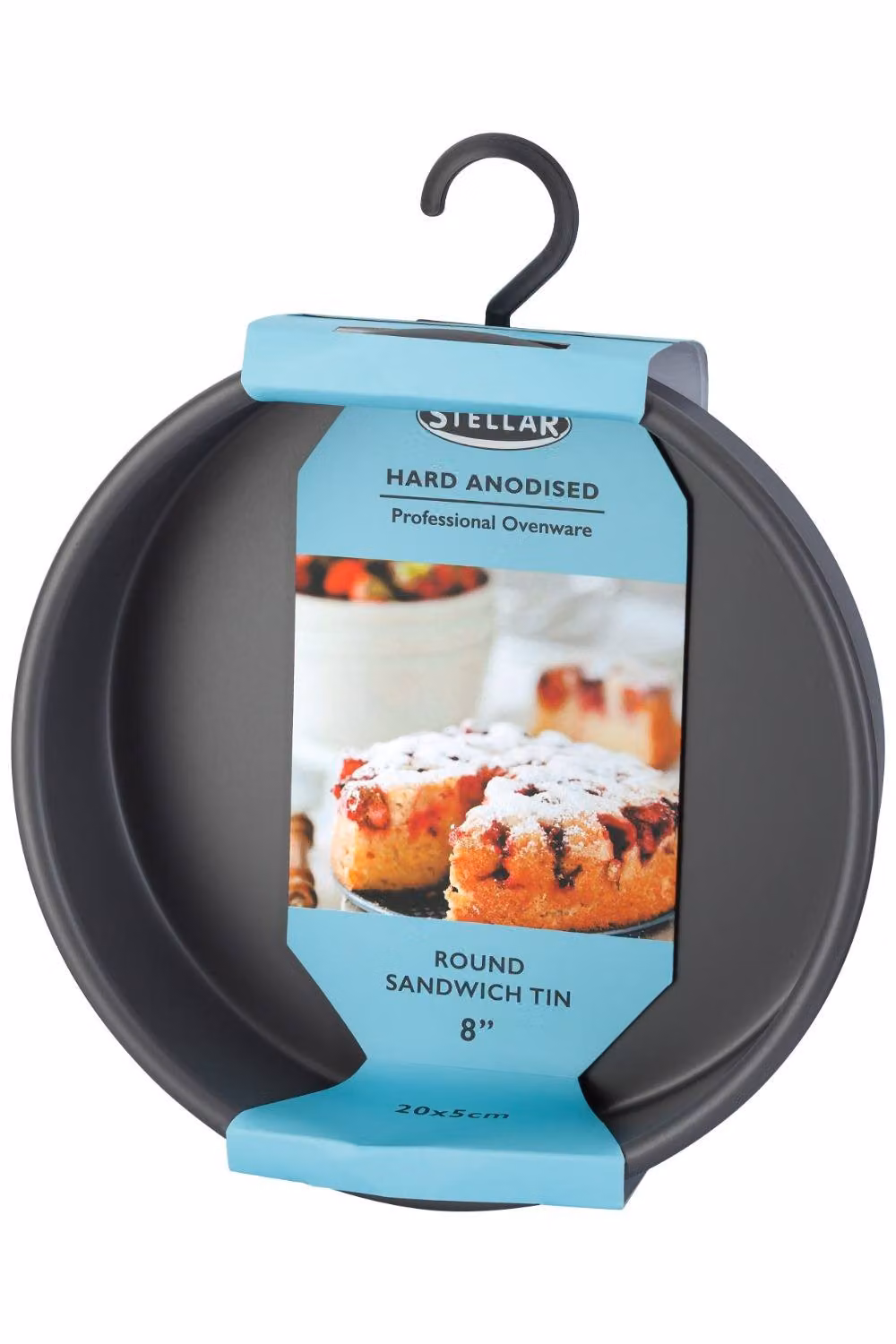 Stellar Hard Anodised Round Sandwich Cake Tin, Metallic Silver, Diameter: 20 cm – 3