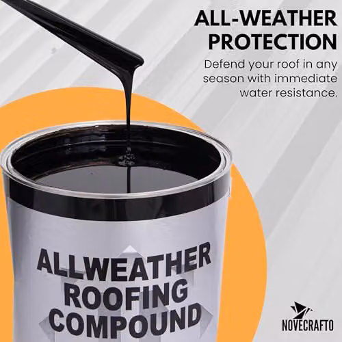 Novecrafto Flat Roof Waterproofing Compound in Black, 5L with Application Brush – 6
