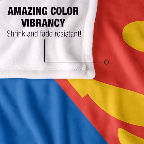 Warner Bros. Superman Shield 1974 Super Soft Fleece Throw Blanket, Multicolour, W: 91.44 cm x D: 91.44 cm x H: 147 cm – 3